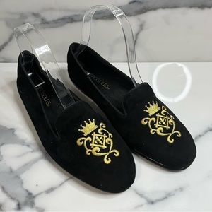 Aerosoles | Women's Black Leather with Gold Stitching Betunia Loafer Sz 7.5